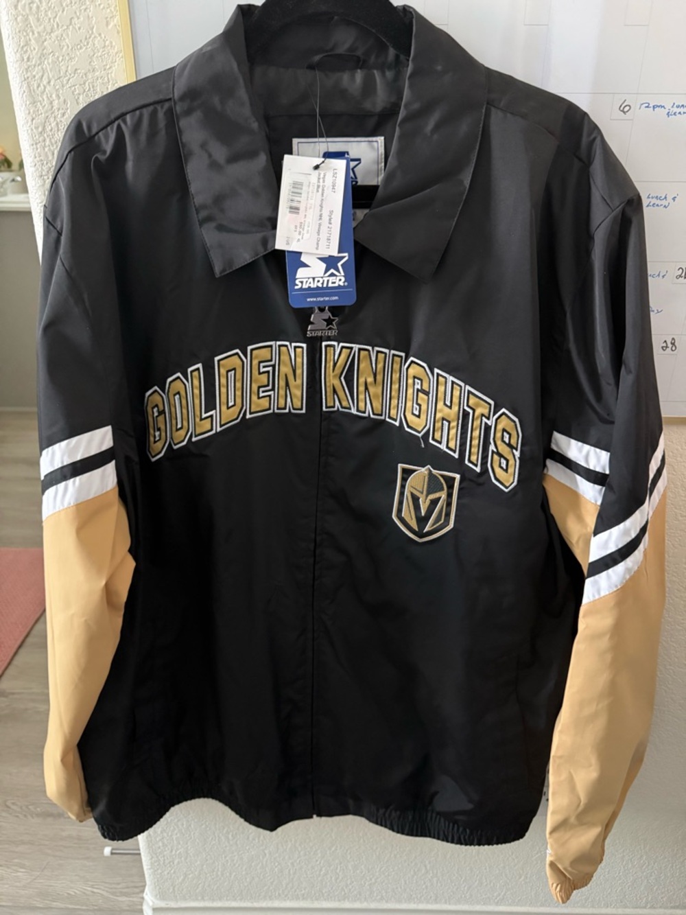 New STARTER Golden Knights Black and Gold Pullover Jacket